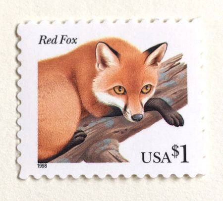 100 Red Fox Postage Stamp Unused Vintage Red Fox Postage Stamp for Collecting or $1 Postage for Mailing